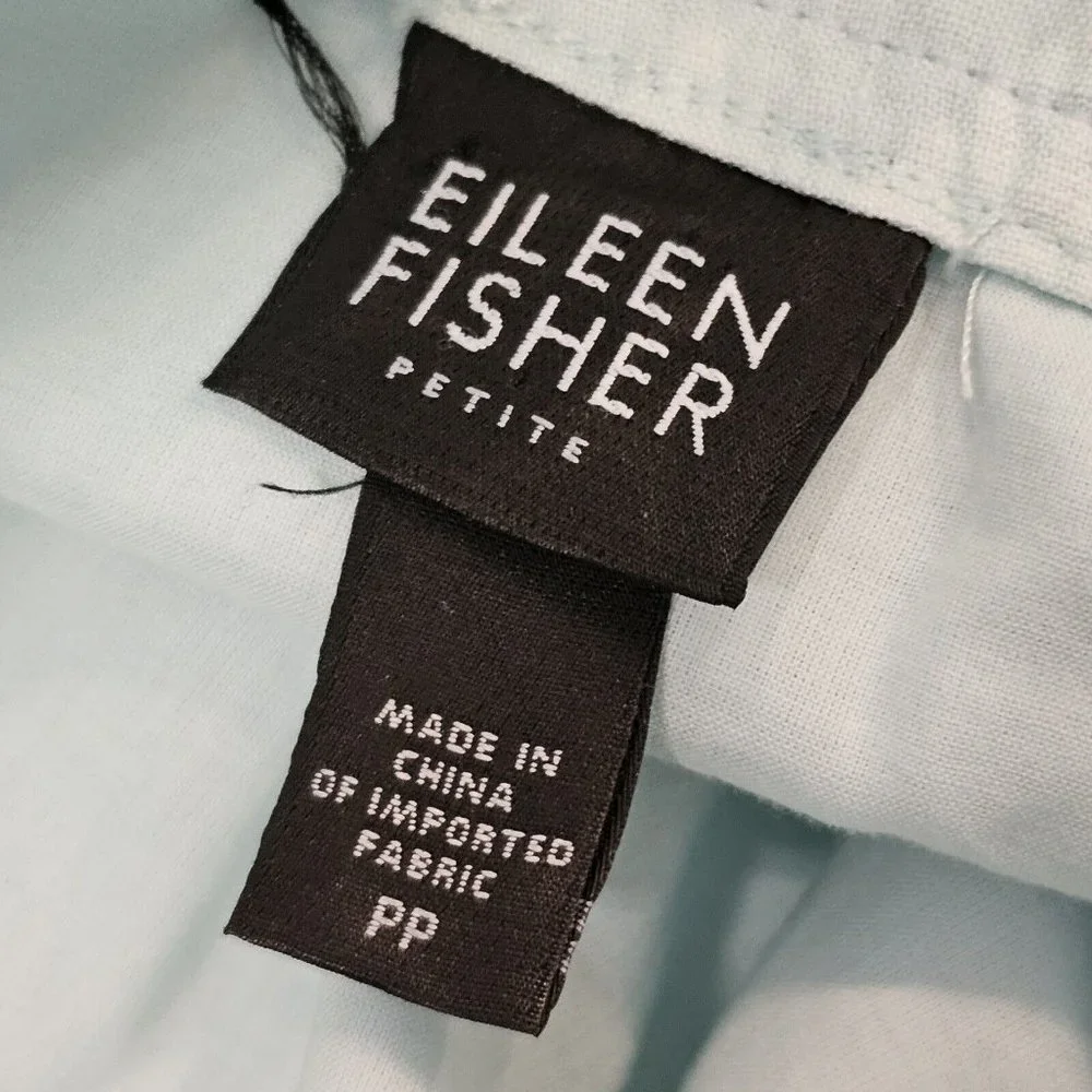 Eileen‎ Fisher Petite Light Blue Linen A Line Knee Length Skirt Textured 2P 4P